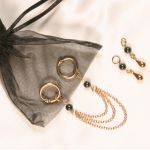COF04 3 in 1 hematite and gold non-piercing labia rings in a gift box