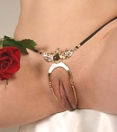 ST44 Women's Rose labia surrounding elastic waistband in Gold